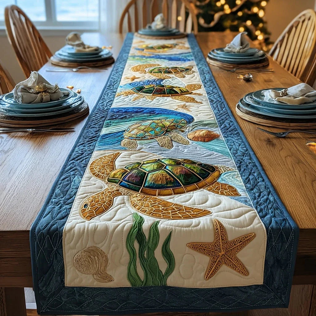 Marine Turtle Quilted Table Runner