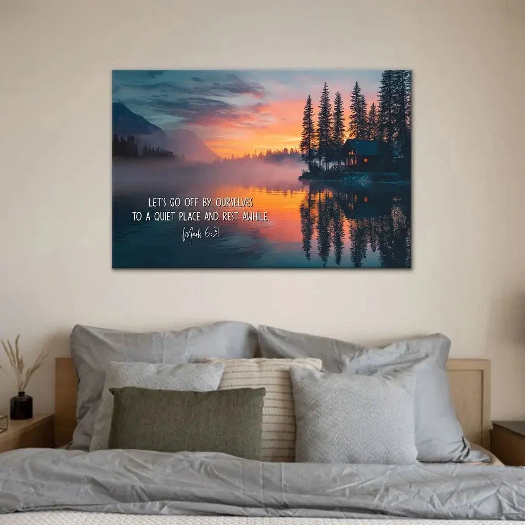 let s go off by ourselves to a quiet place and rest awhile mark 6 31 wall art canvas (Landscape) (view 6)