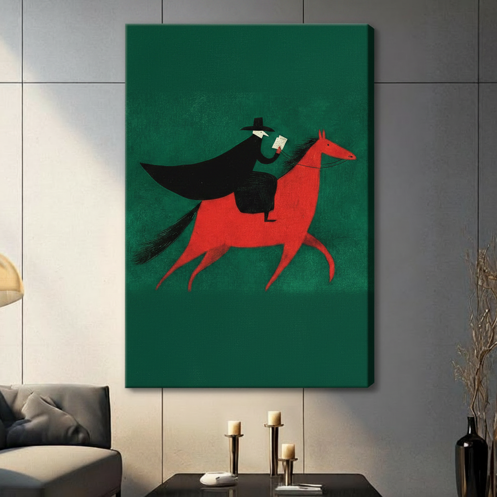 Dark Rider Minimalist Framed Canvas Wall Art