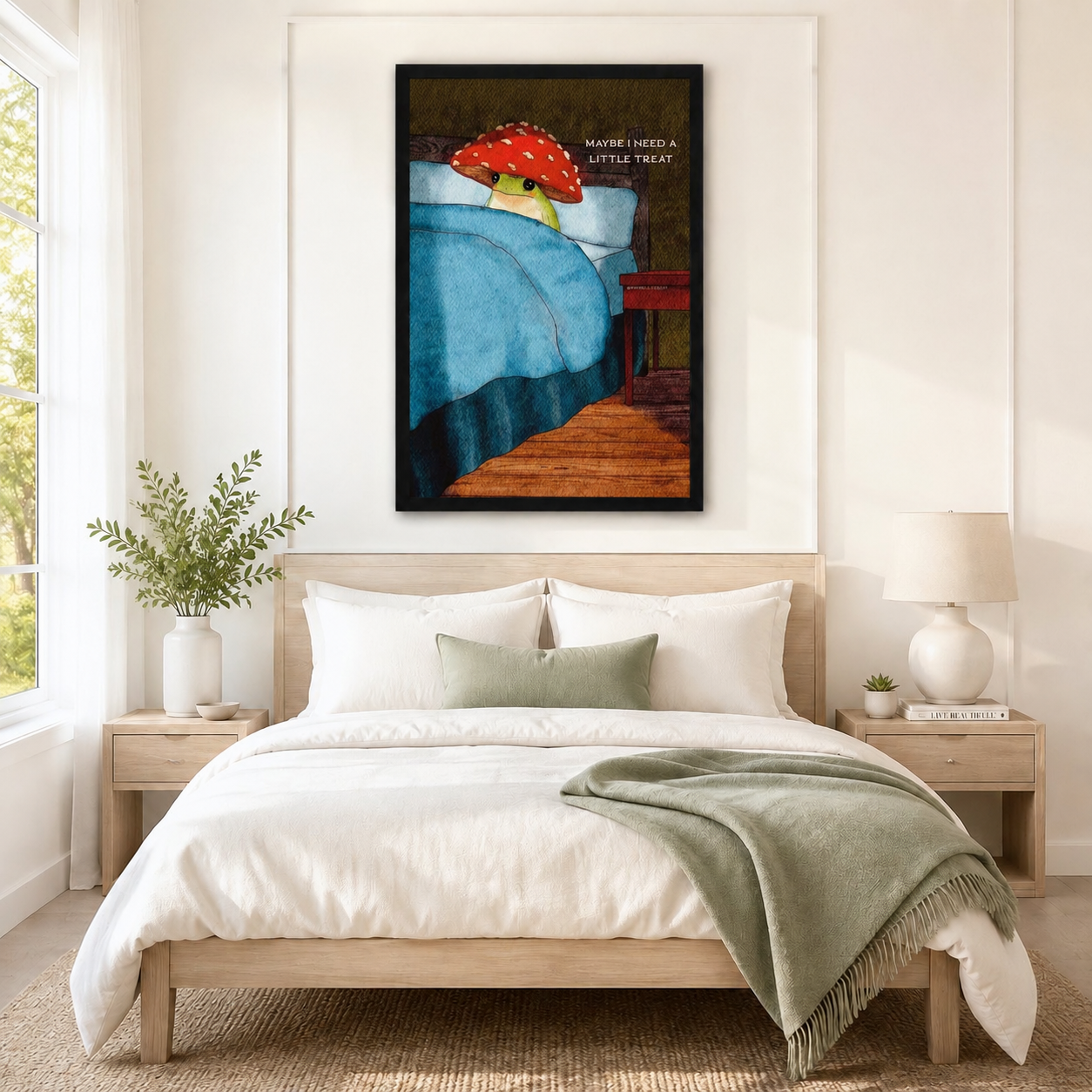 Whimsical Frog Mushroom Canvas Wall Art