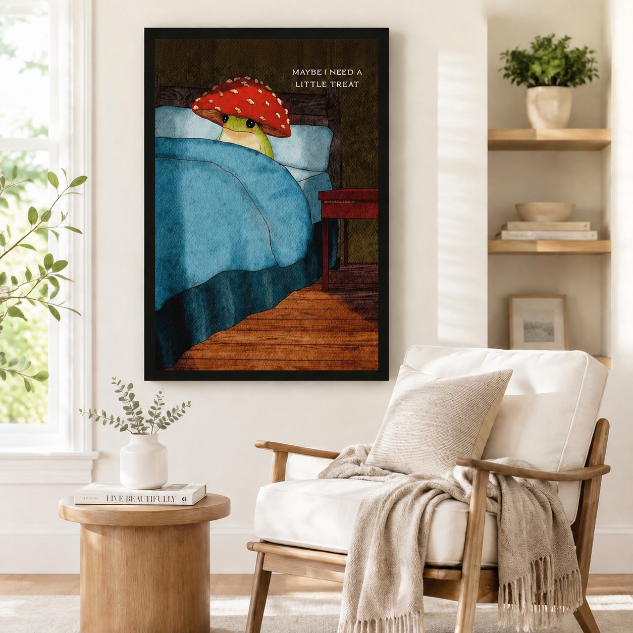 Whimsical Frog Mushroom Canvas Wall Art