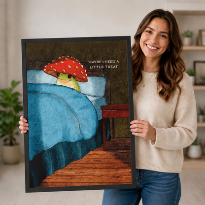 Whimsical Frog Mushroom Canvas Wall Art