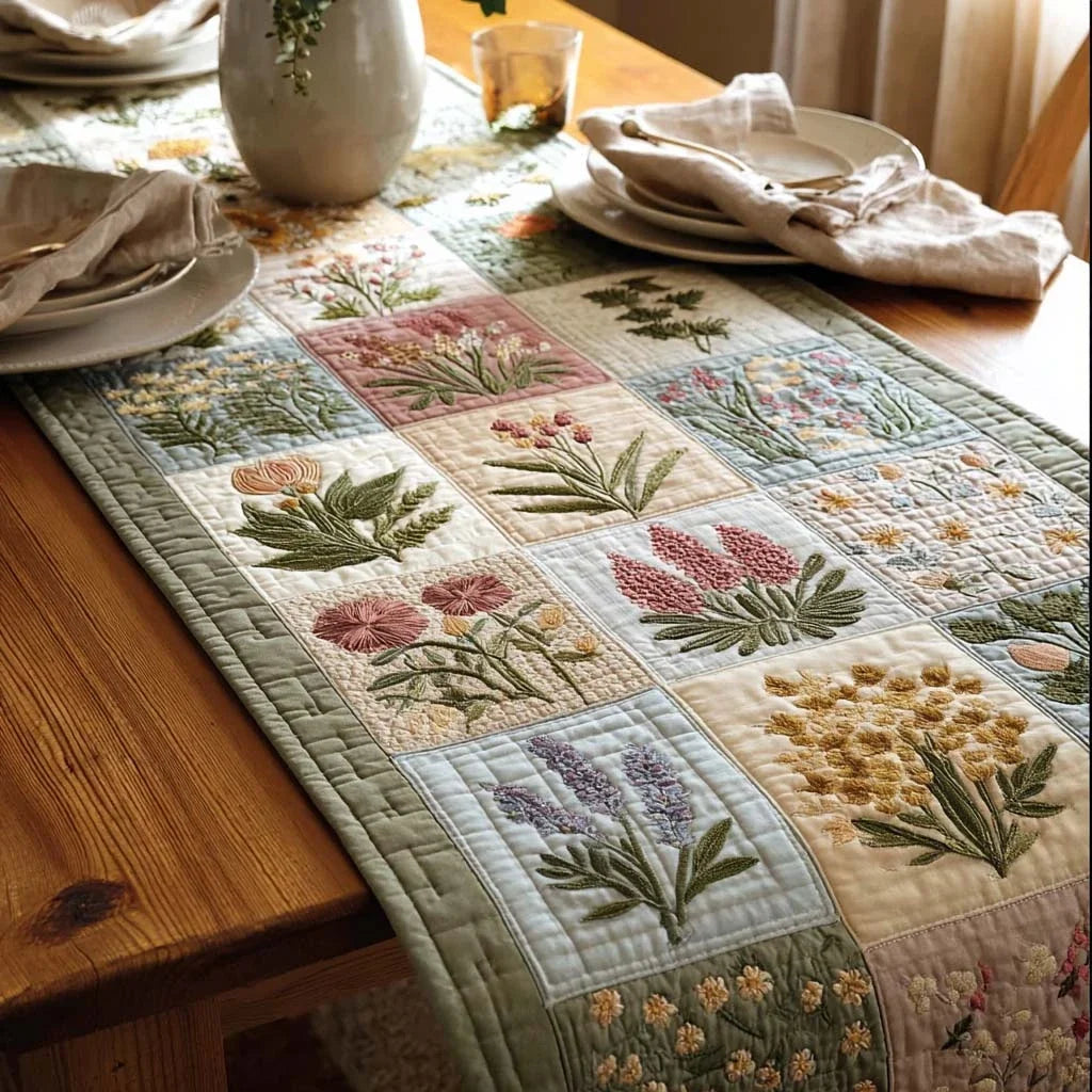 Meadow Botanicals Quilted Table Runner