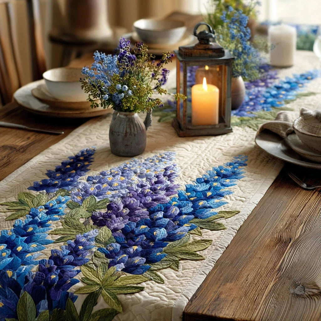 Meadow Breeze Bluebonnet Quilted Table Runner