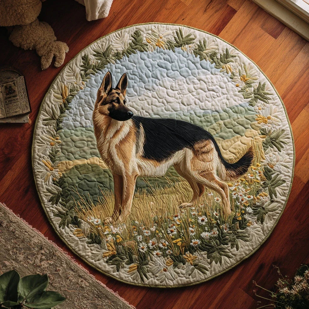 Meadow German Shepherd Comfort Quilted Round Mat