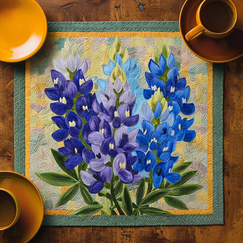 Meadow of Bluebonnets Quilted Table Topper