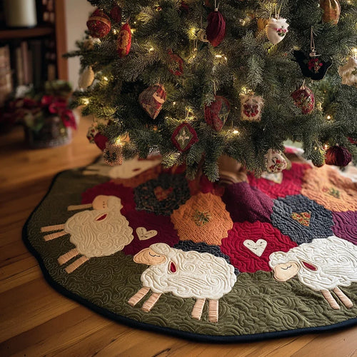 Meadow Sheep Christmas Quilted Tree Skirt