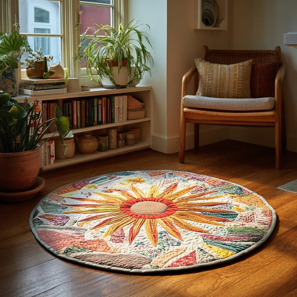 Meadow Sunburst Quilted Round Mat
