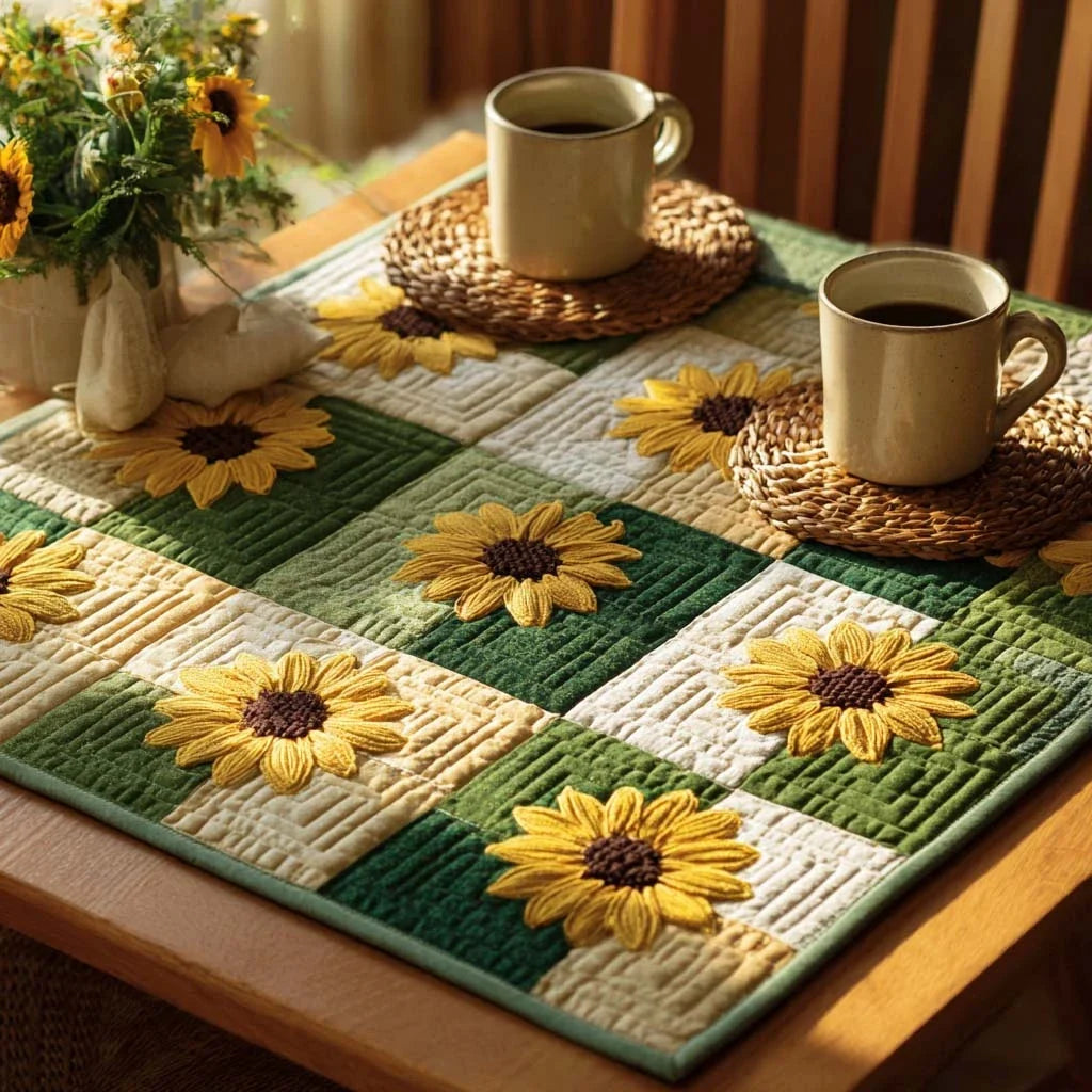 Meadow Sunflower Quilted Table Topper