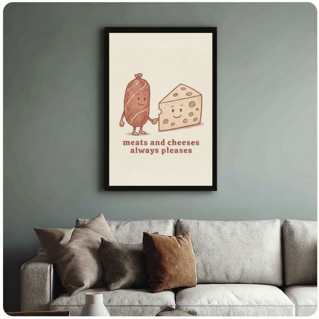 Meats and Cheeses Always Pleases Funny Canvas Wall Art