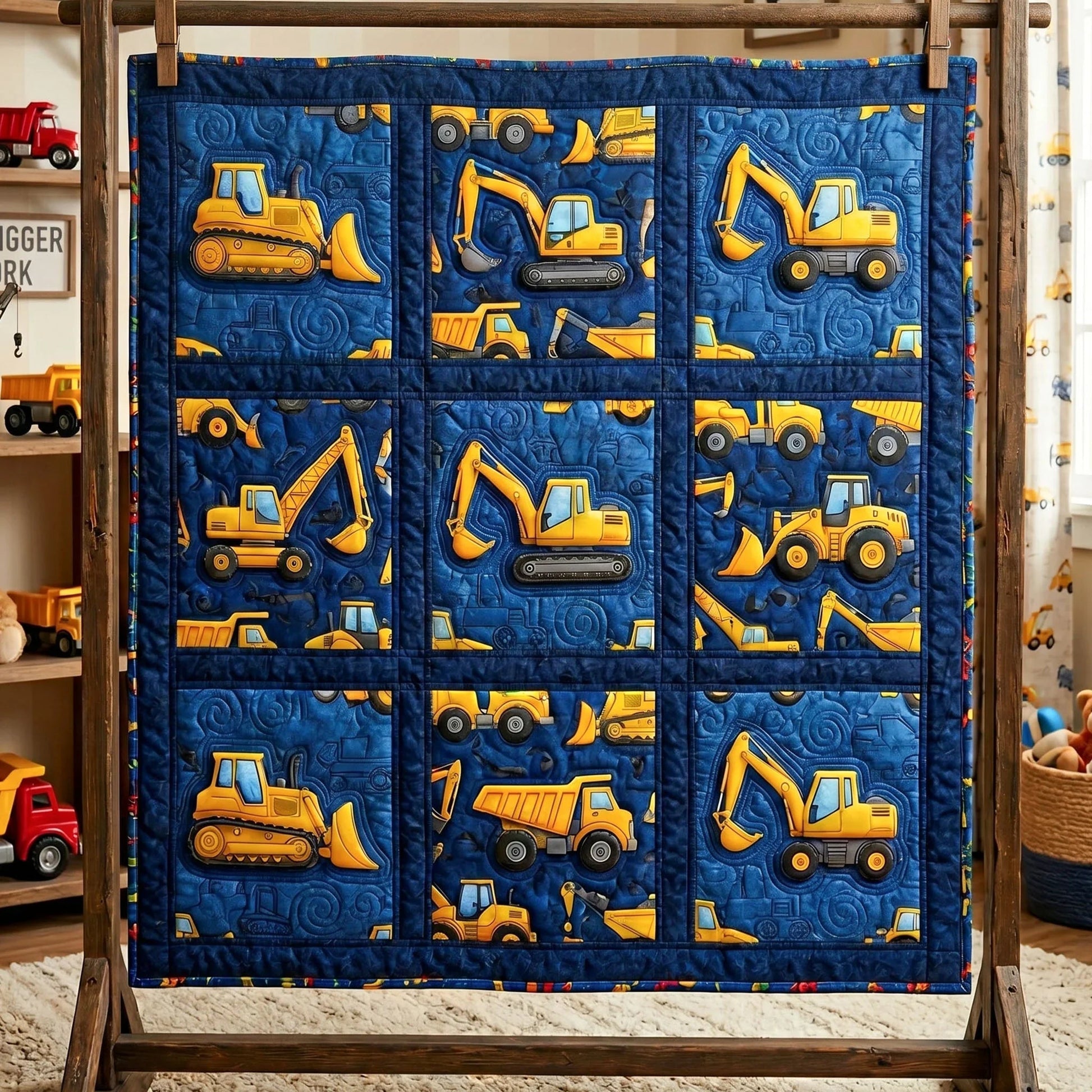 Mega Diggers Quilt Blanket - Quilted Blanket by Wild and Way