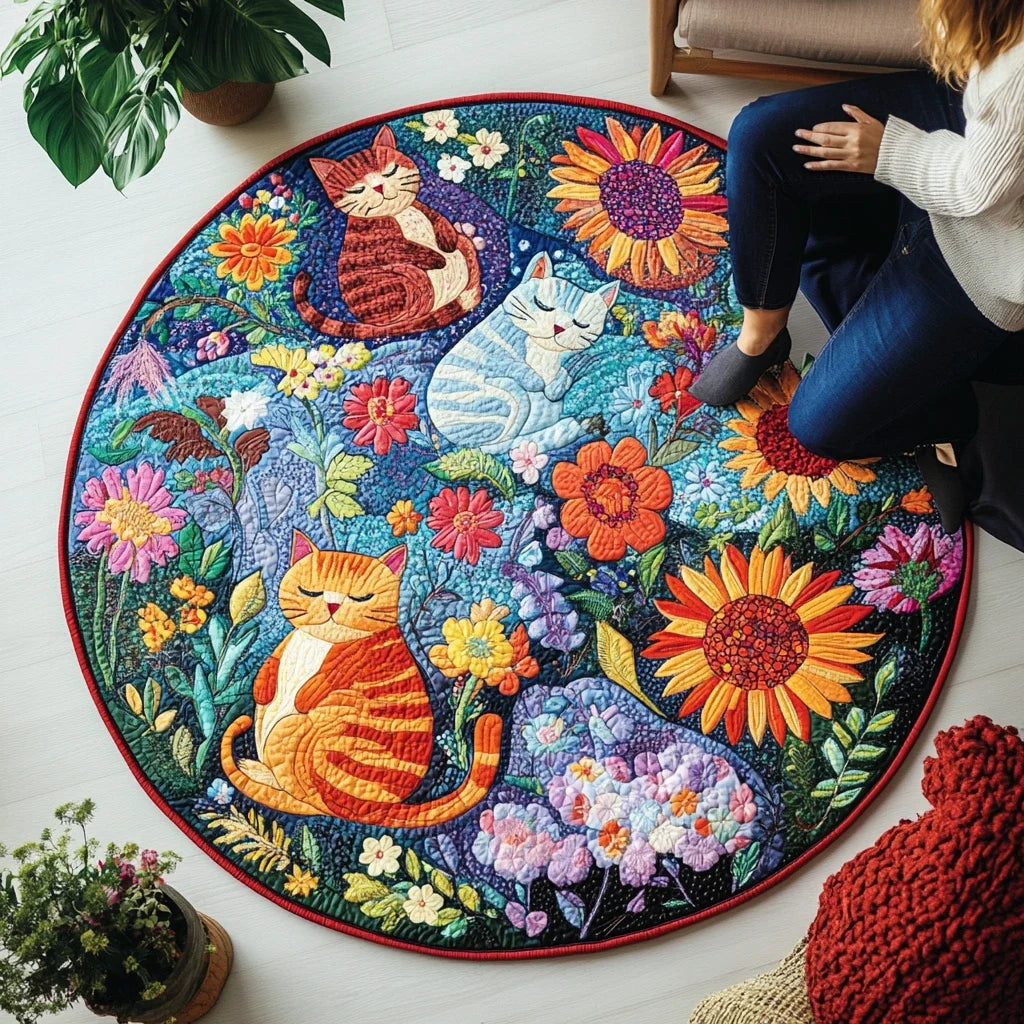 Meow Magic Spot Quilted Round Mat