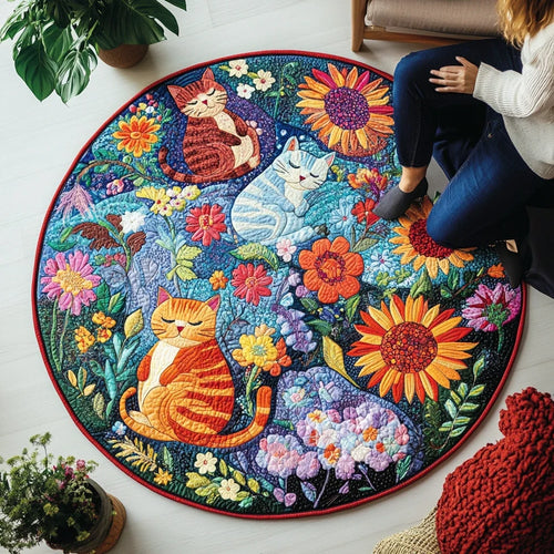 Meow Magic Spot Quilted Round Mat