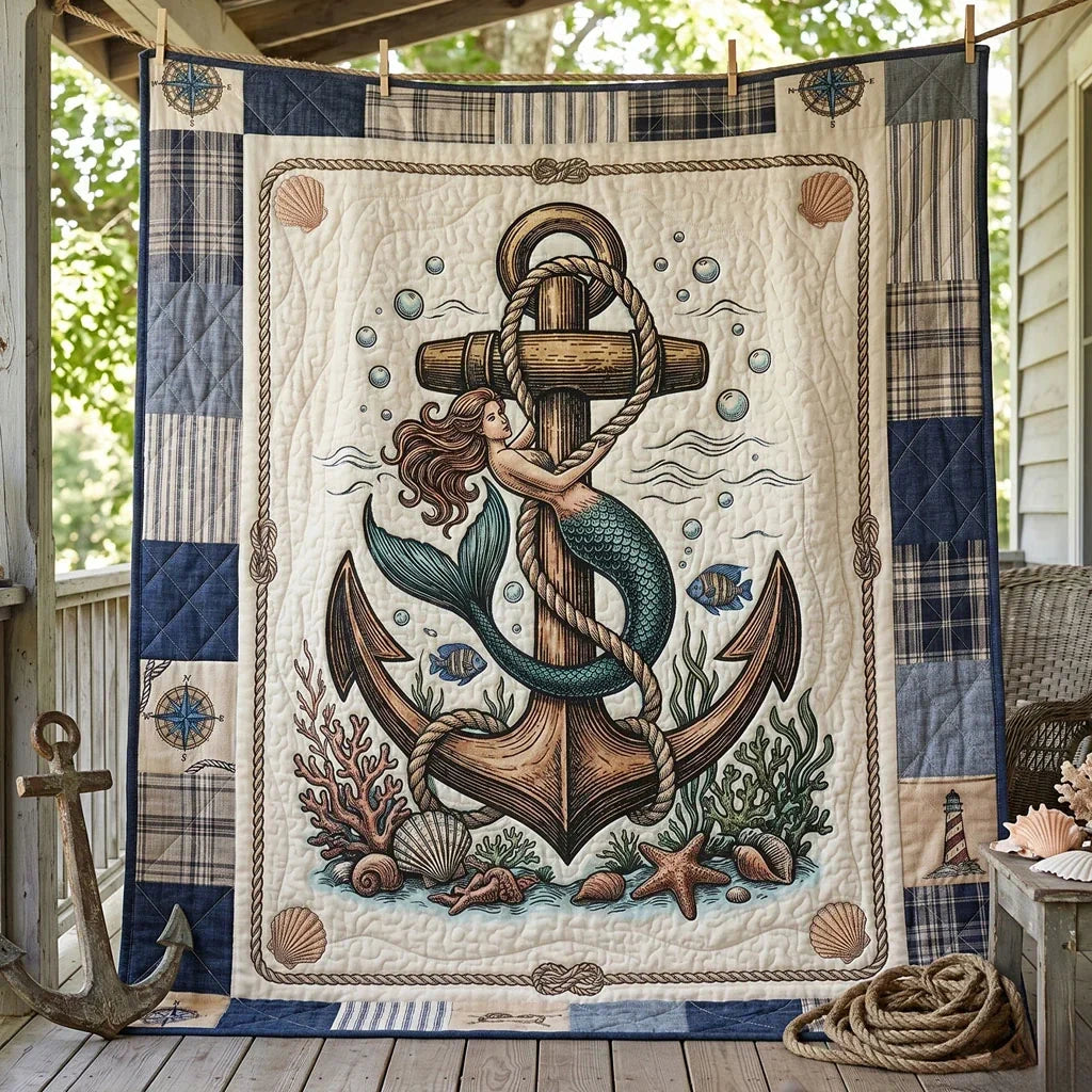 Mermaid Anchor Quilt Blanket