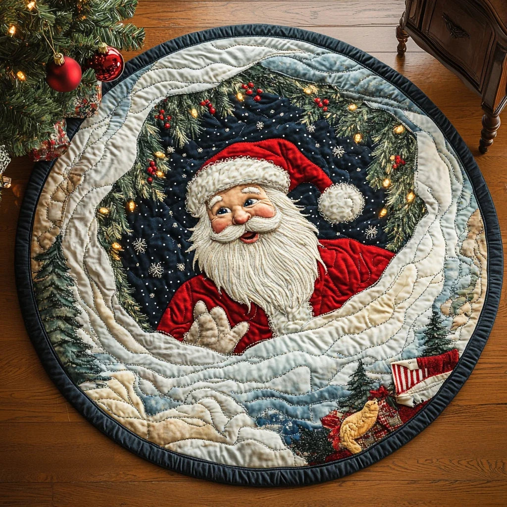 Merry and Bright Quilted Round Mat