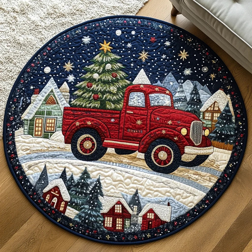 Merry and Bright Quilted Round Mat