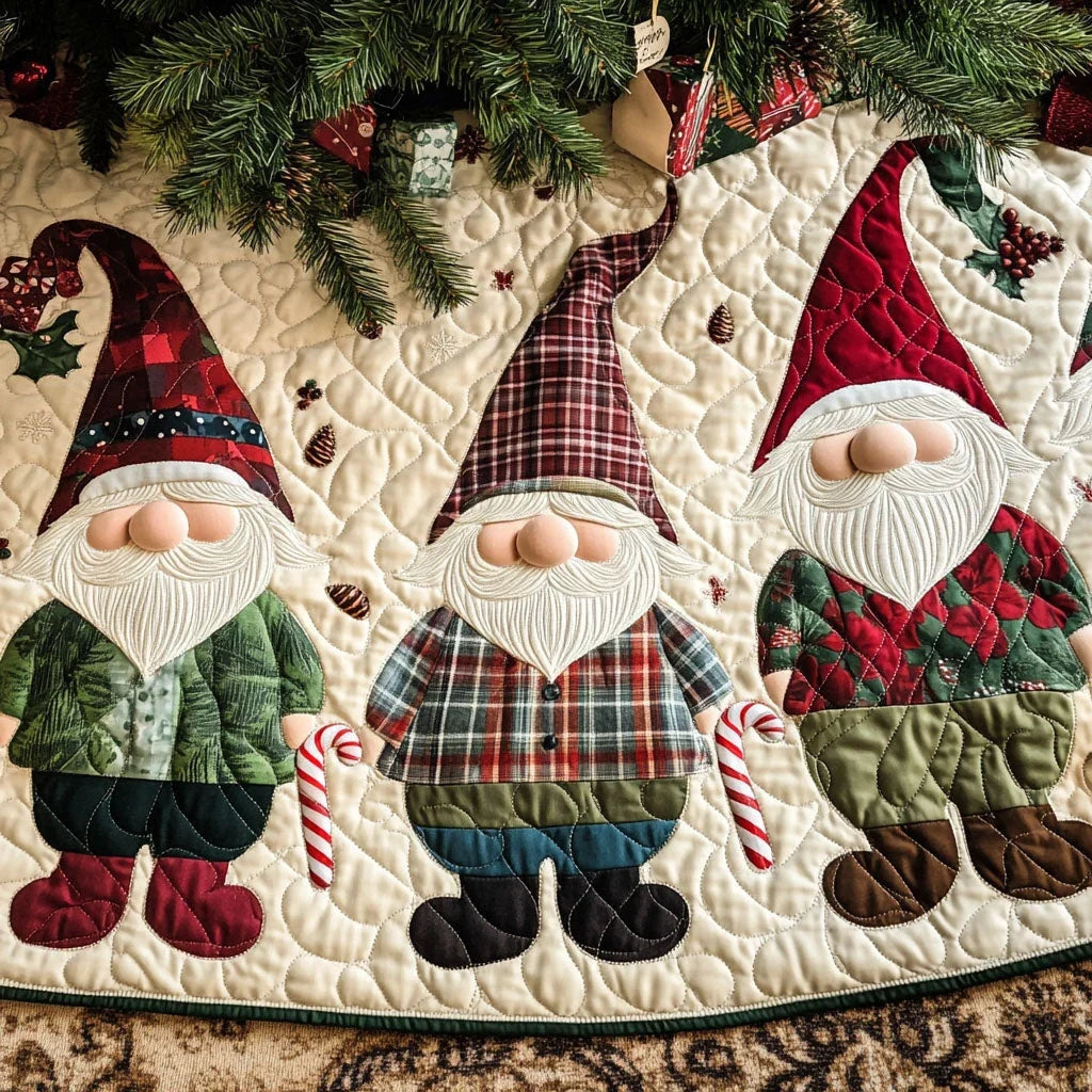 Merry Beards Quilted Christmas Tree Skirt
