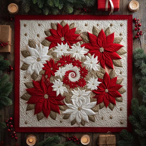Merry Bloom Spiral Quilted Table Topper