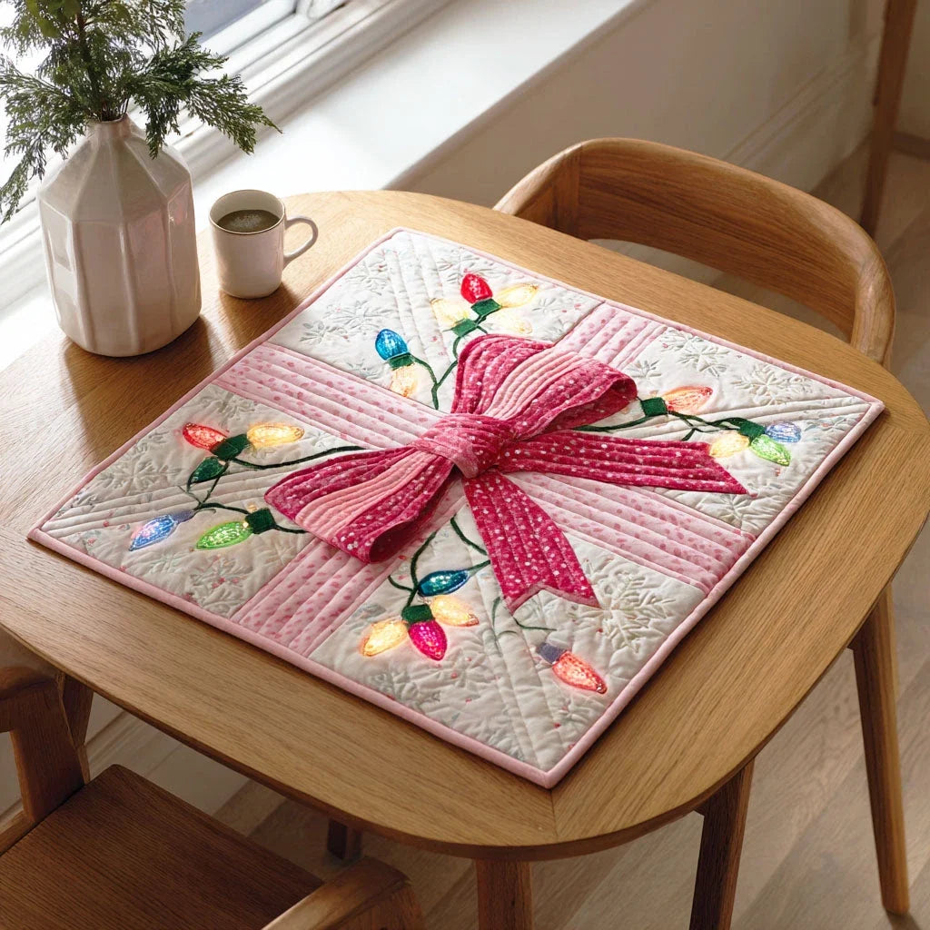 Merry Bow Quilted Table Topper