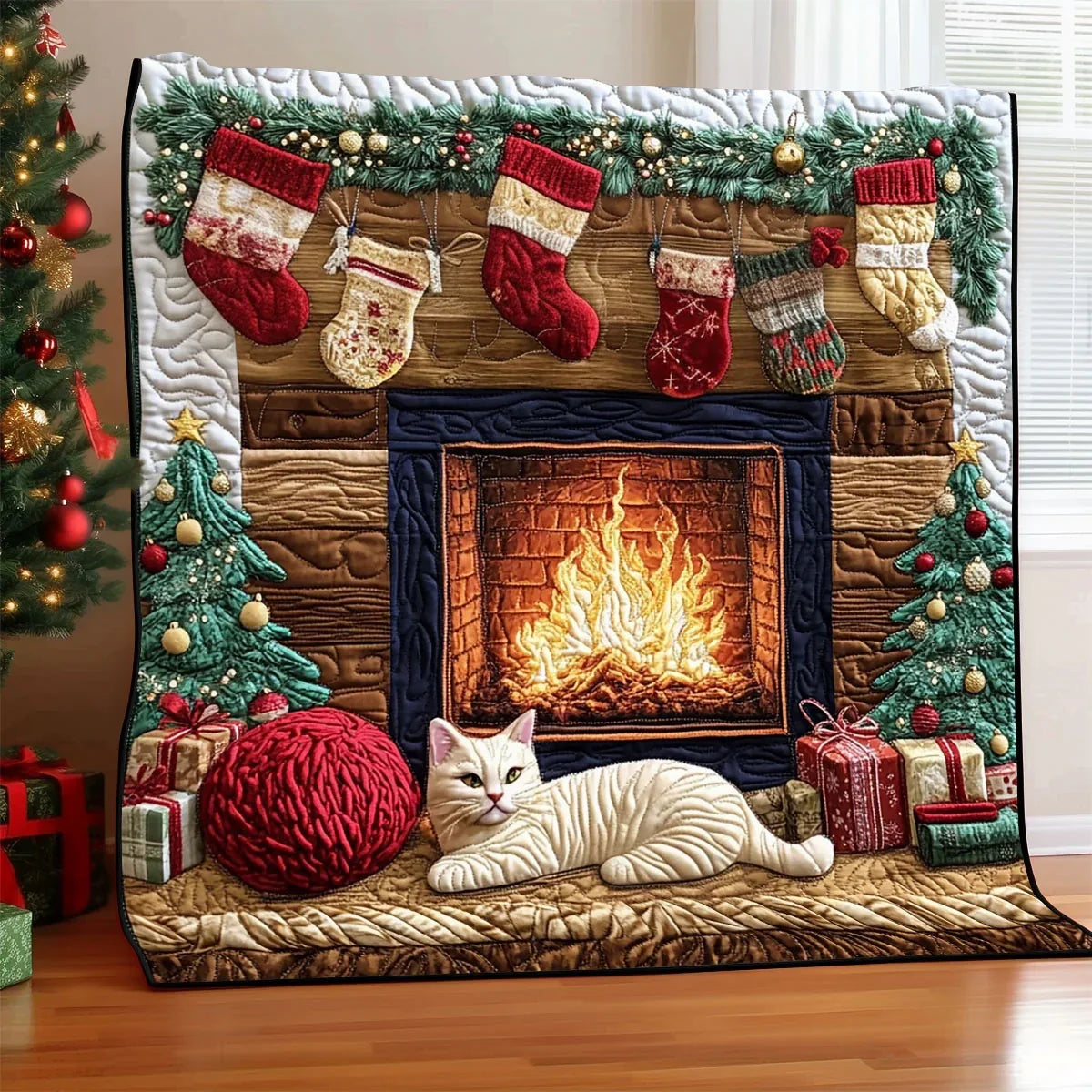 Merry Catmas Chaos Quilt Blanket