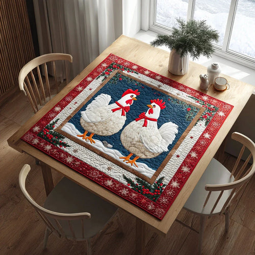 Merry Chicken Quilted Table Topper