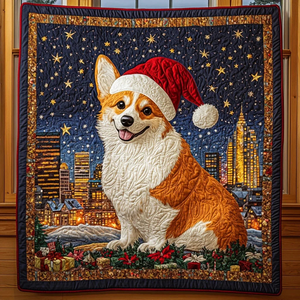 Merry Corgi Quilt Blanket