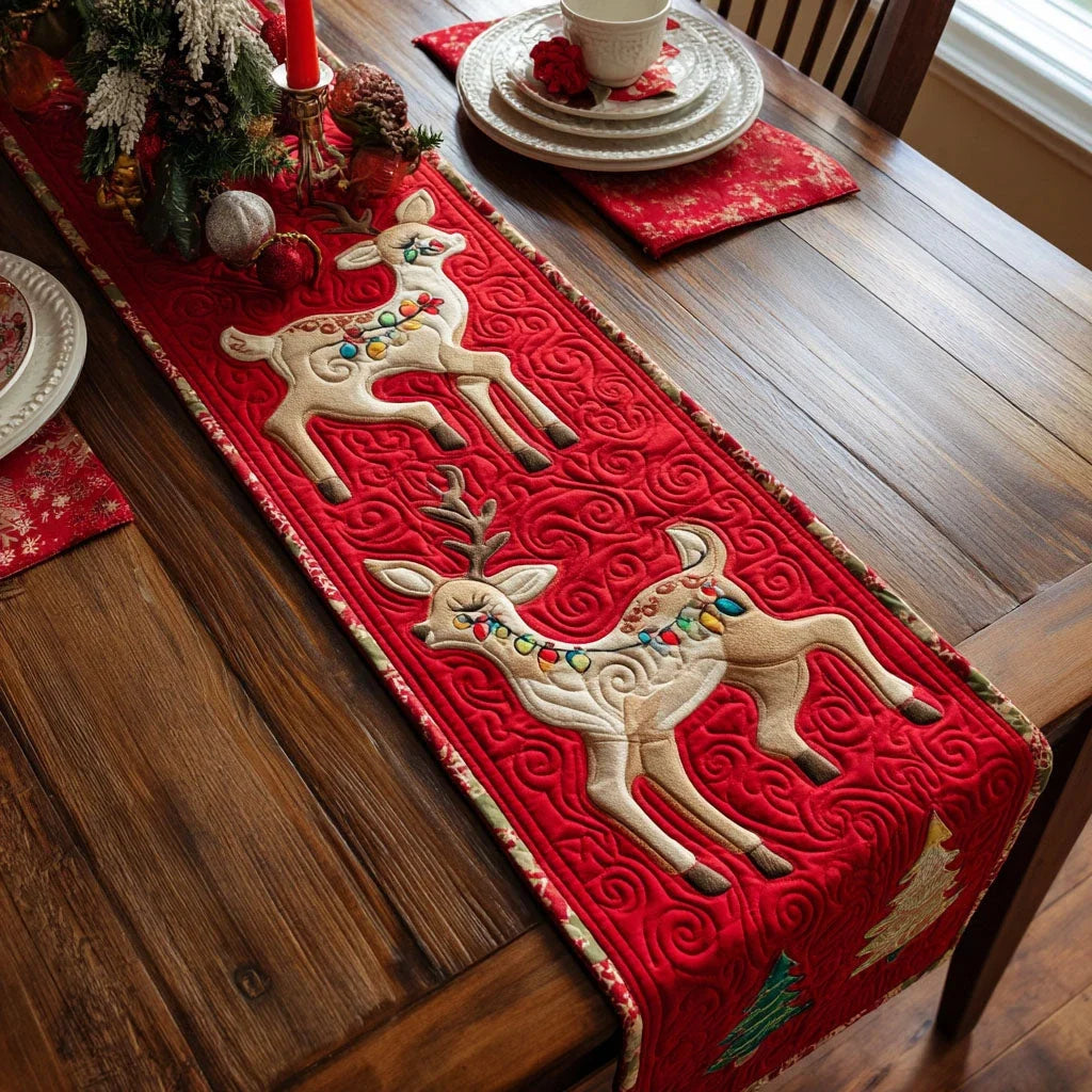 Merry Deer Quilted Table Runner