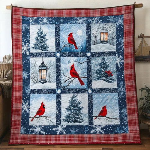 Merry Glow Cardinal Quilt Blanket