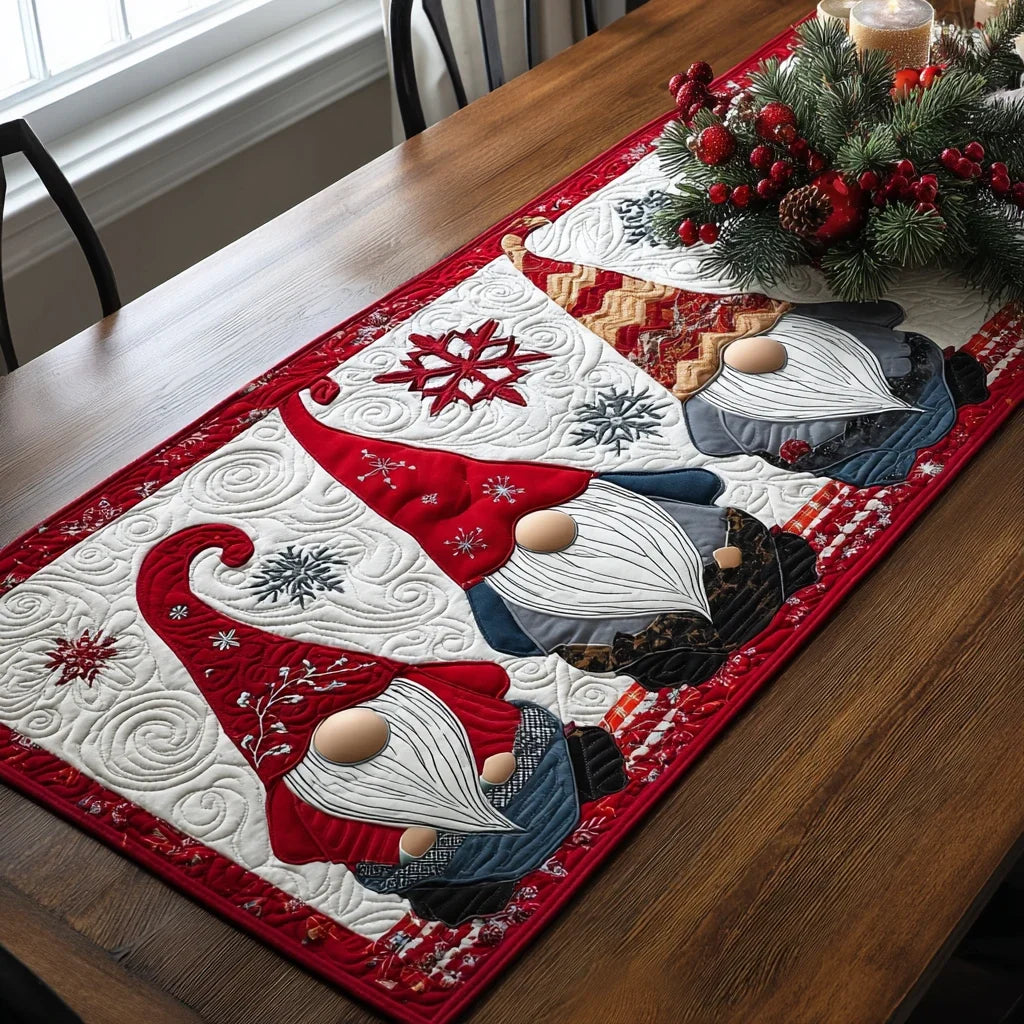 Merry Gnome Quilted Table Runner