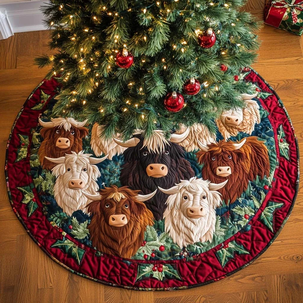 Merry Herd Christmas Quilted Tree Skirt