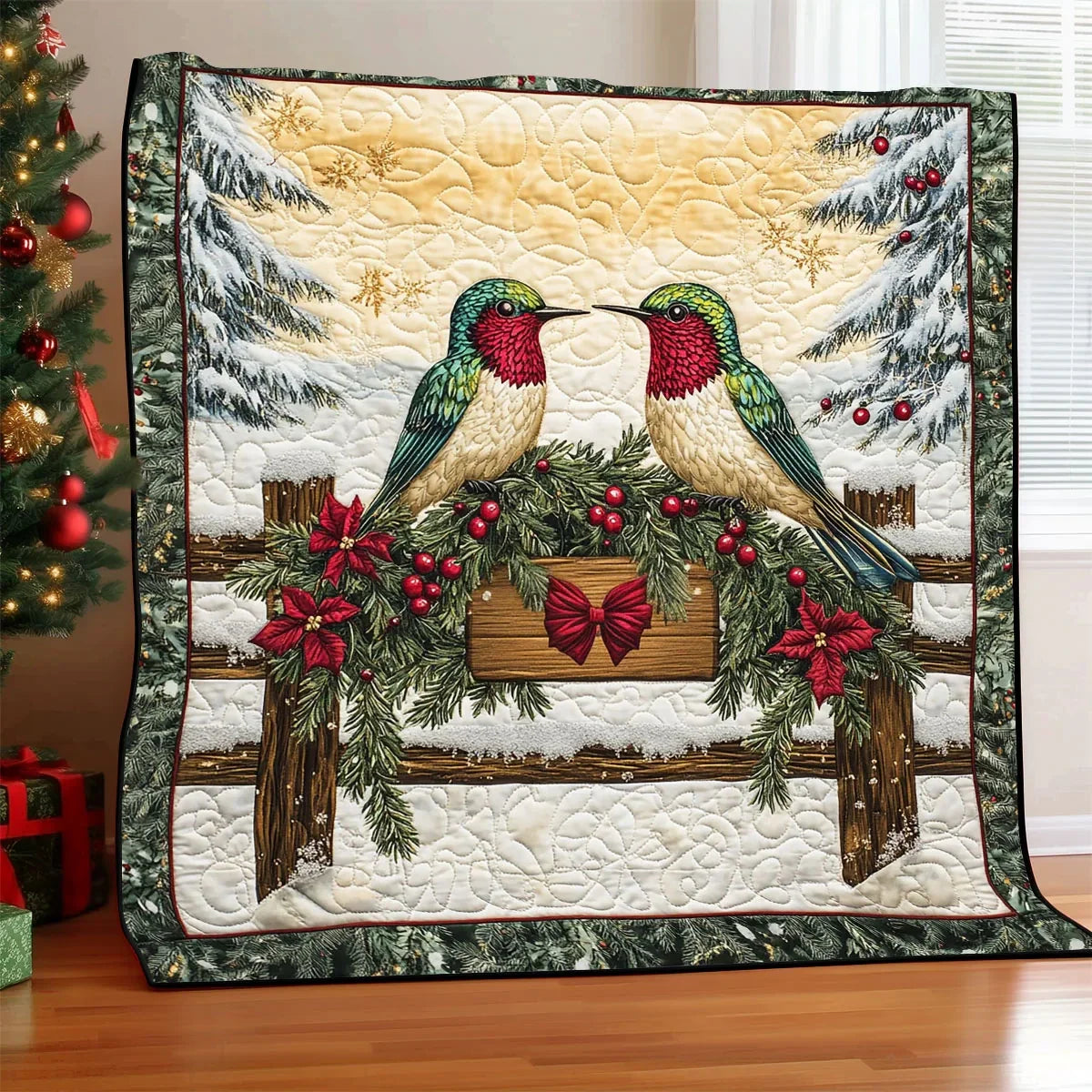Merry Hummingbirds Quilt Blanket