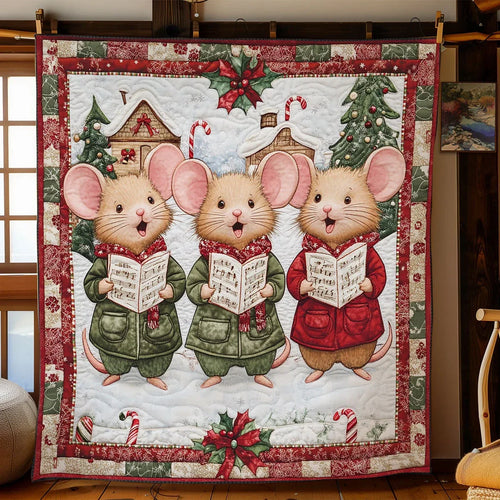 Merry Mouse Caroler Quilt Blanket