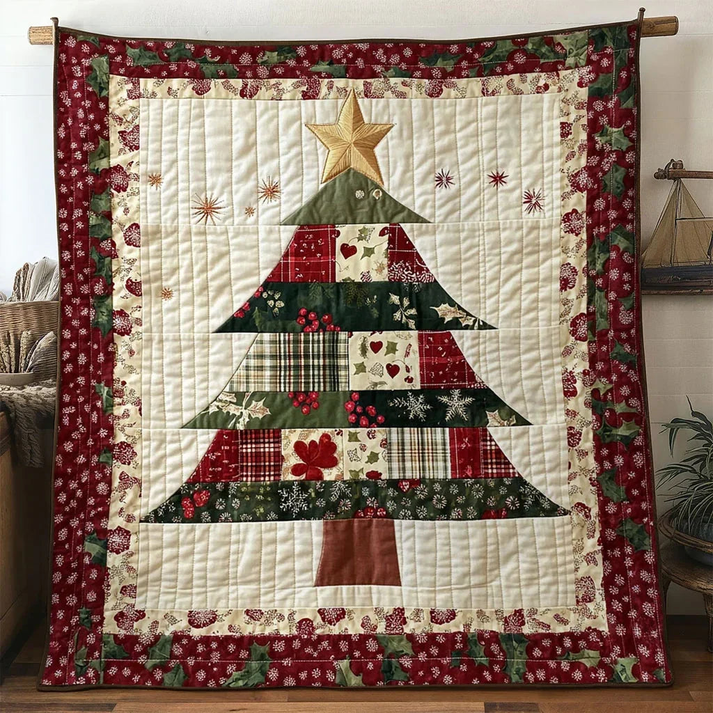 Merry Patch Christmas Tree Quilt Blanket