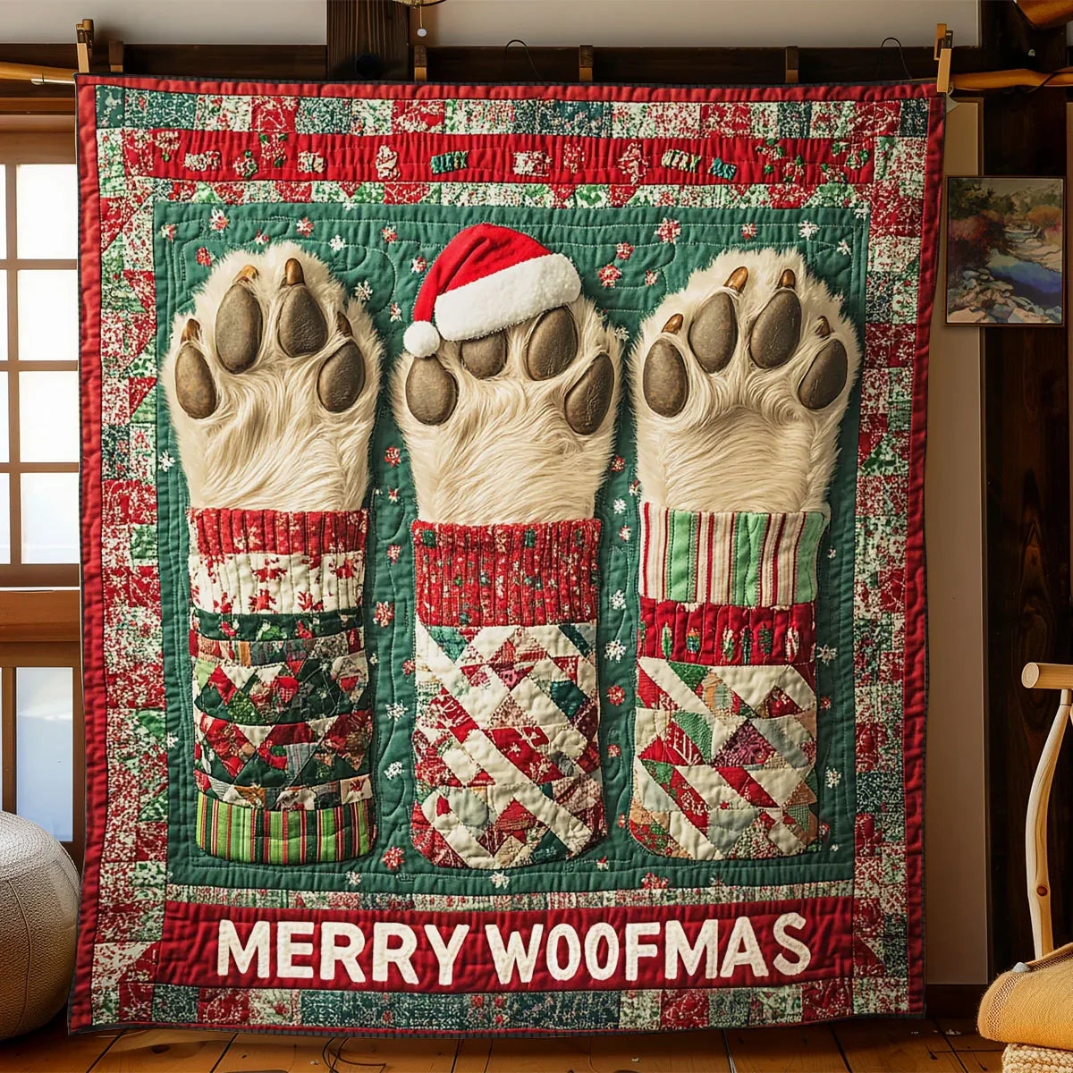 Merry Pawmas Quilt Blanket