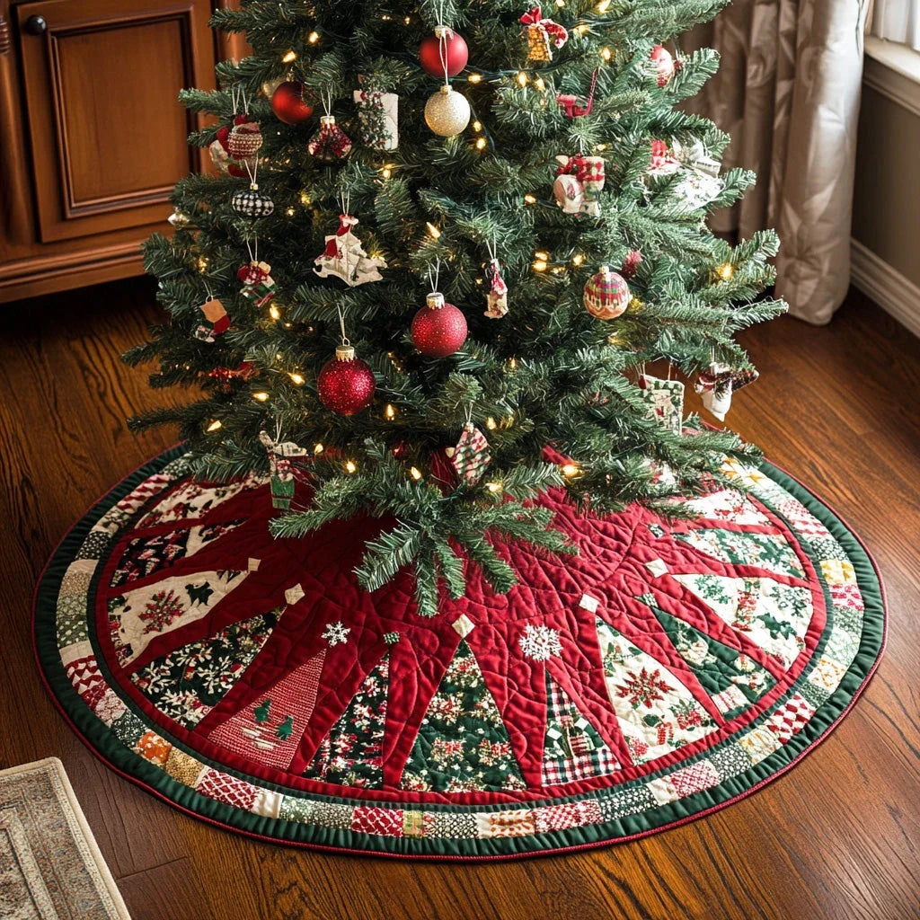 Merry Pines Christmas Quilted Tree Skirt