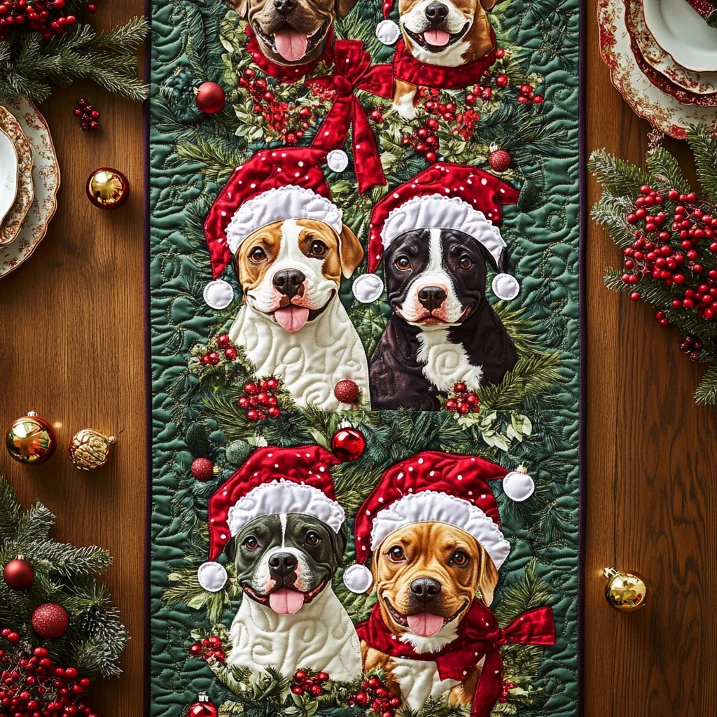 Merry Pitbull Quilted Table Runner
