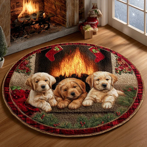 Merry Retrievers Quilted Round Mat