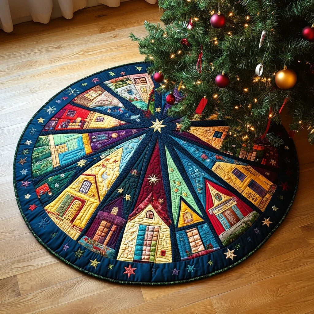 Merry Snowy Delight Quilted Round Mat