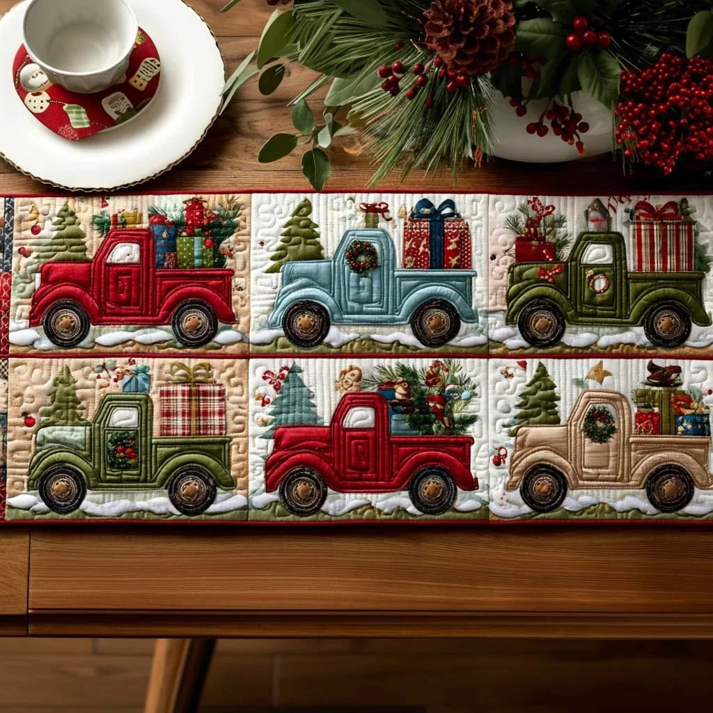 Merry Trucks Quilted Table Runner