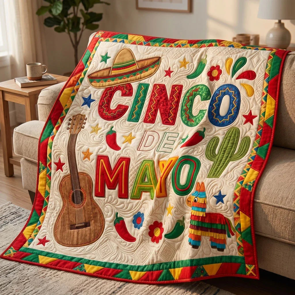 Mexico Fiesta Vibes Quilt Blanket