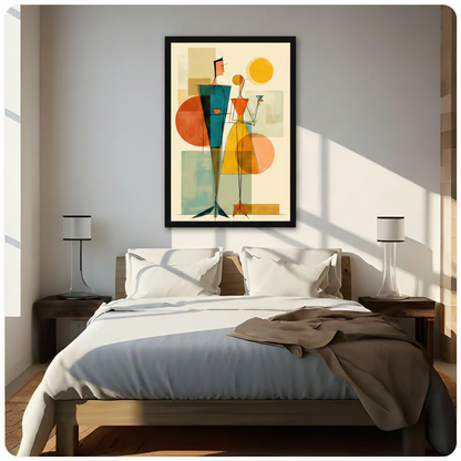 Mid-Century Modern Couple Abstract Canvas Art