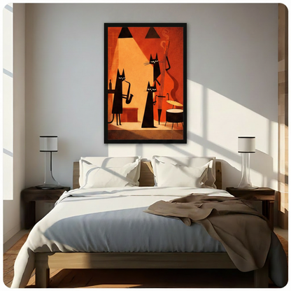 Retro Jazz Cat Band Canvas Wall Art