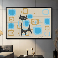 Mid-Century Modern Black Cat Atomic Canvas Print