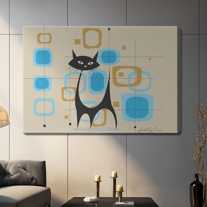 Mid-Century Modern Black Cat Atomic Canvas Print