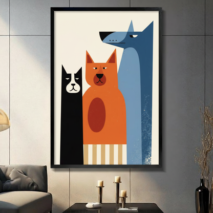 Modern Geometric Three Pets Canvas Art Wall Art