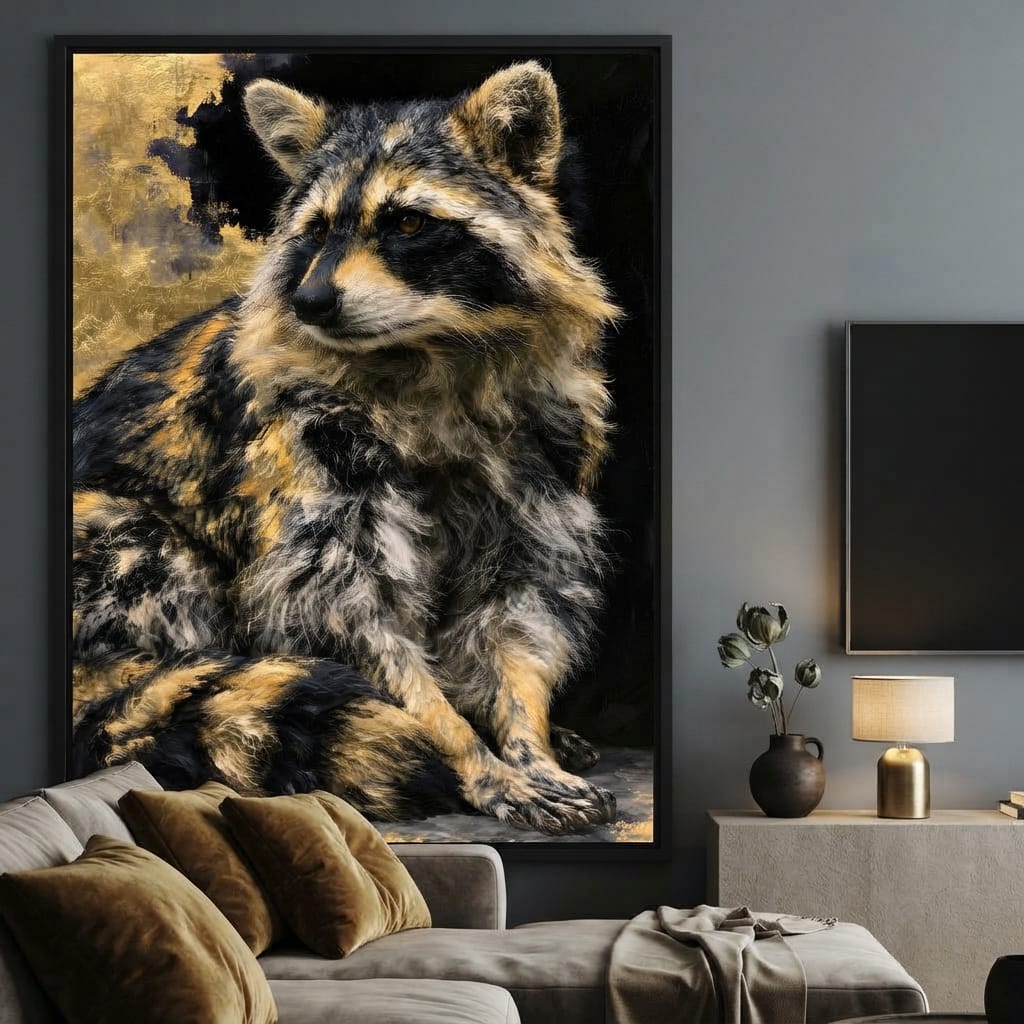 Midnight Bandit of Gilded Shadows Canvas Wall Art