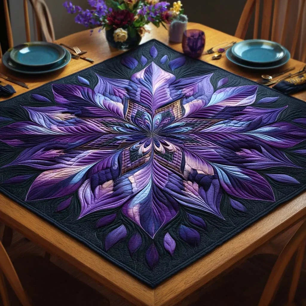 Midnight Bloom Quilted Table Topper