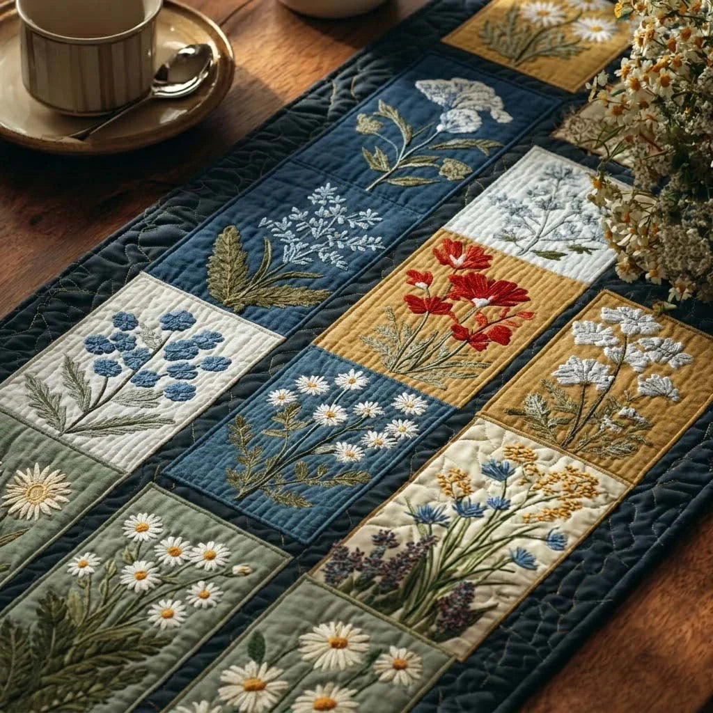 Midnight Botanicals Quilted Table Runner