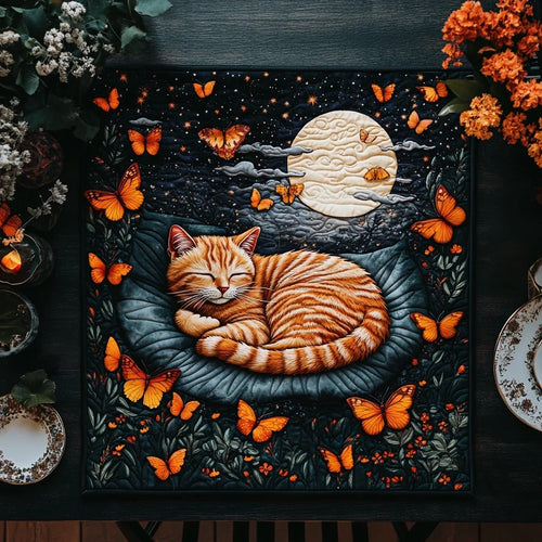 Midnight Cat Quilted Table Topper