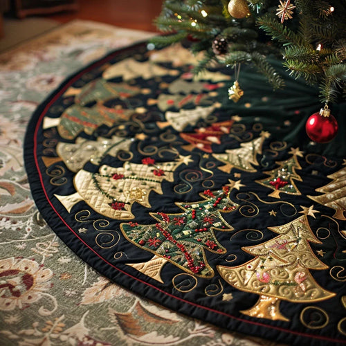 Midnight Evergreen Quilted Tree Skirt